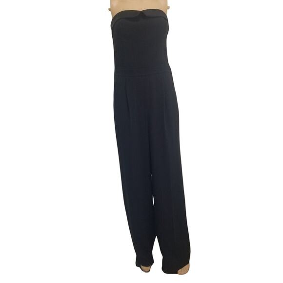 Black Strapless Jumpsuit Wide Leg Fitted Waist Back Zipper by Trina Turk Size 8 - Picture 1 of 5